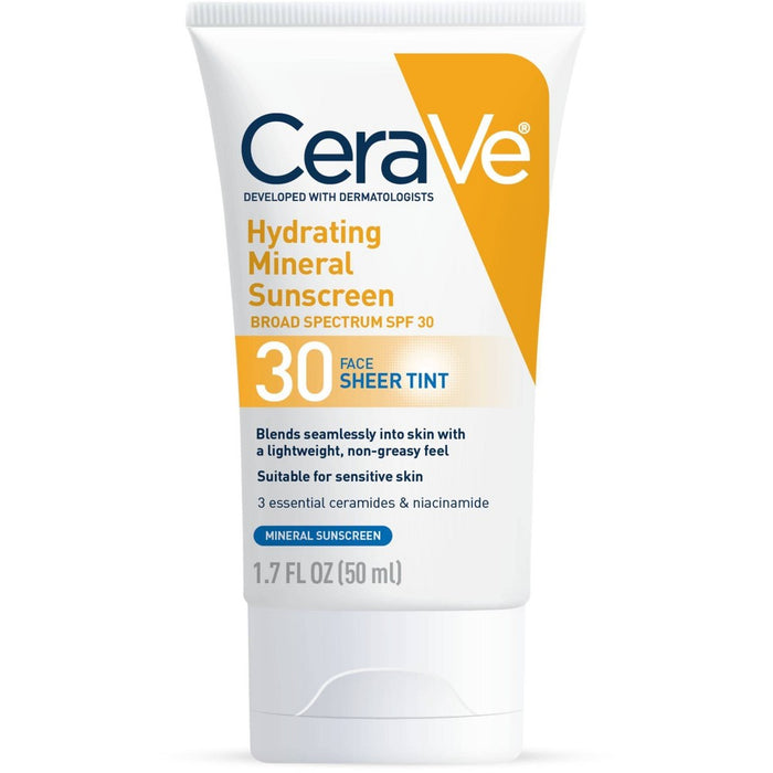 CeraVe Hydrating Mineral Tinted Face Sunscreen Lotion 1.7 fl oz EXP 08/2025