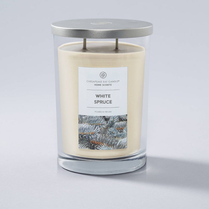 2-Wick 19oz Glass Jar White Spruce Candle - Home Scents