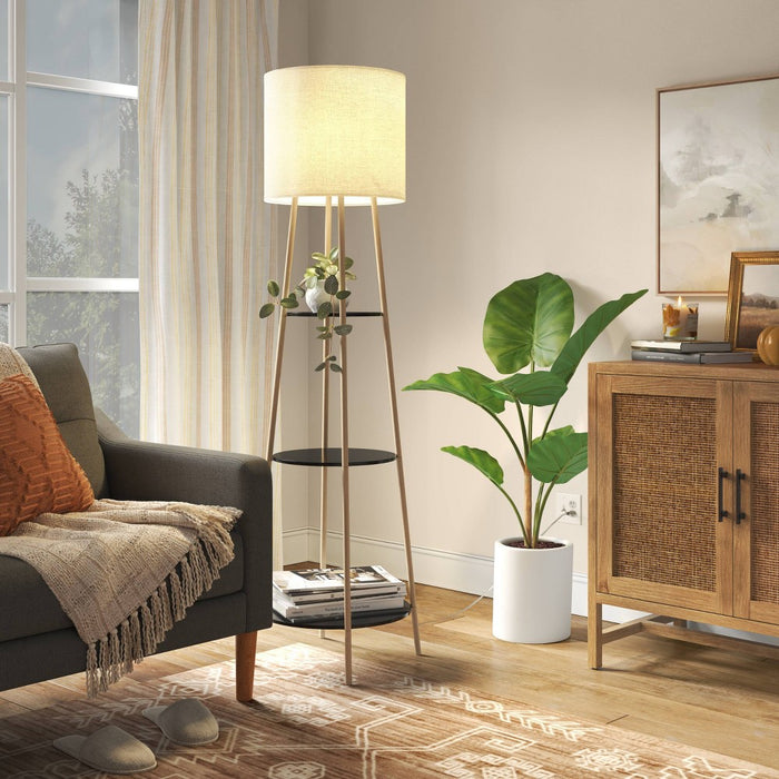 68"x20" Shelf Floor Lamp Black/Natural - Threshold (LOCAL PICKUP ONLY)