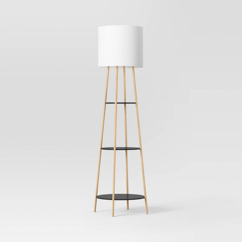 68"x20" Shelf Floor Lamp Black/Natural - Threshold (LOCAL PICKUP ONLY)