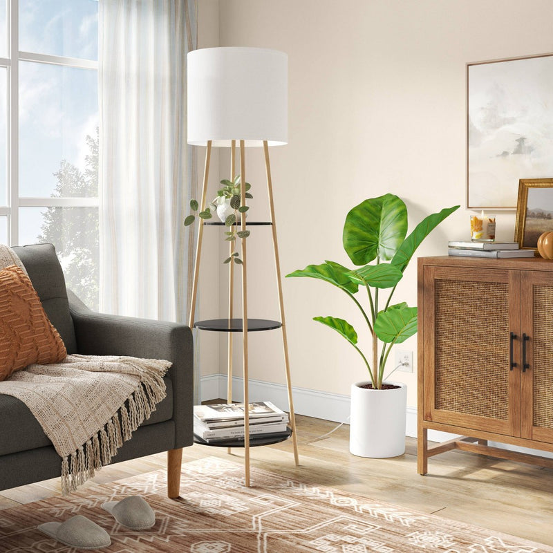68"x20" Shelf Floor Lamp Black/Natural - Threshold (LOCAL PICKUP ONLY)