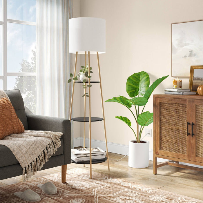 68"x20" Shelf Floor Lamp Black/Natural - Threshold (LOCAL PICKUP ONLY)