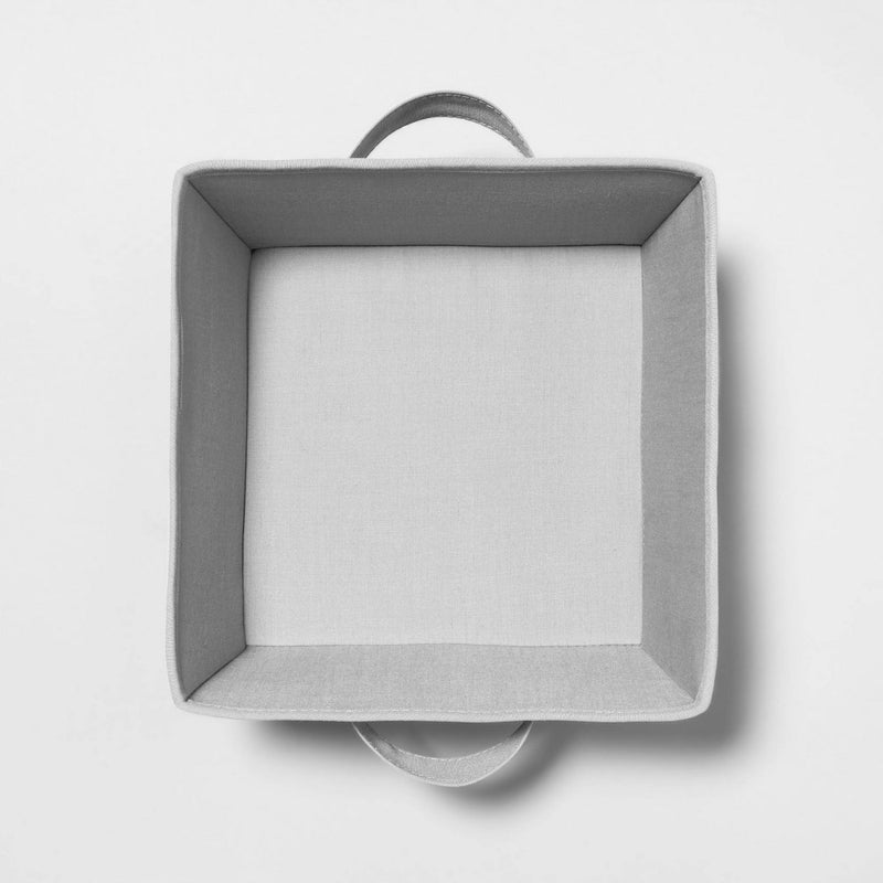 Small Canvas Striped Kids' Bin Gray - Pillowfort