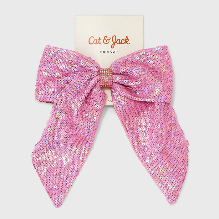 Girls' Sequin Bow Barrette - Cat & Jack Pink