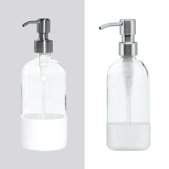 Grove Co. Dish Soap Glass Dispenser with White Silicone Sleeve