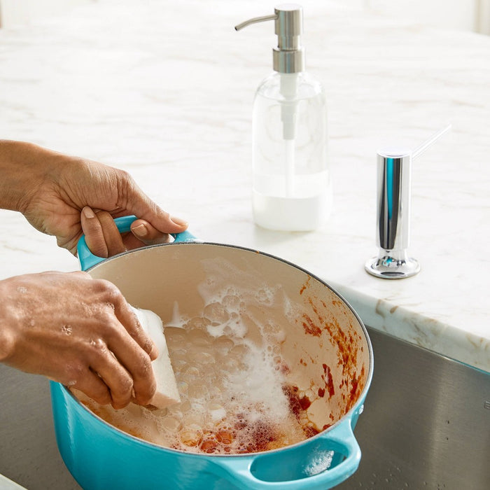 Grove Co. Dish Soap Glass Dispenser with White Silicone Sleeve