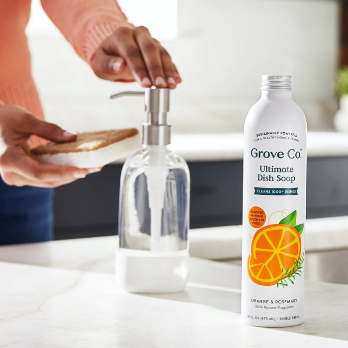 Grove Co. Dish Soap Glass Dispenser with White Silicone Sleeve