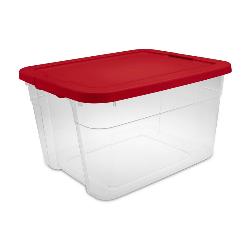 66qt Latching Storage Box Clear with Red Lid - Brightroom (LOCAL PICKUP ONLY)