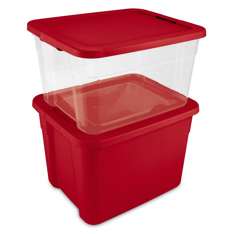 66qt Latching Storage Box Clear with Red Lid - Brightroom (LOCAL PICKUP ONLY)