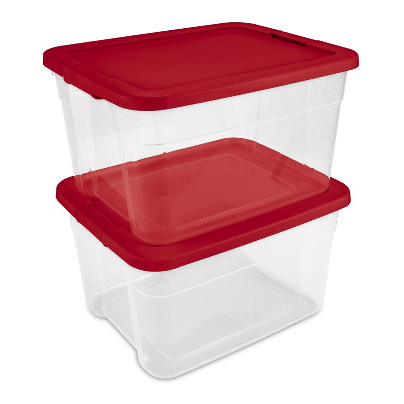 66qt Latching Storage Box Clear with Red Lid - Brightroom (LOCAL PICKUP ONLY)