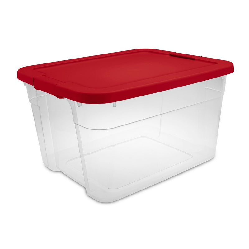 66qt Latching Storage Box Clear with Red Lid - Brightroom (LOCAL PICKUP ONLY)
