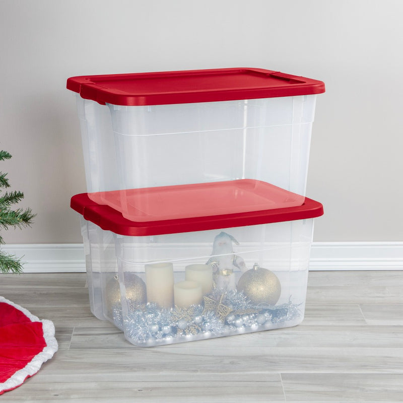 66qt Latching Storage Box Clear with Red Lid - Brightroom (LOCAL PICKUP ONLY)