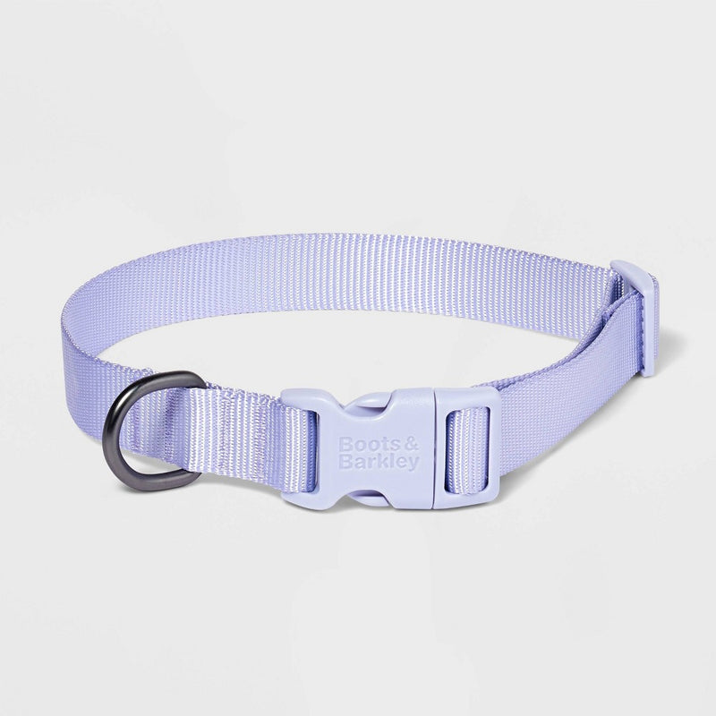 Basic Dog Adjustable Collar with Color Matching Buckle - L - Lilac - Boots & Barkley