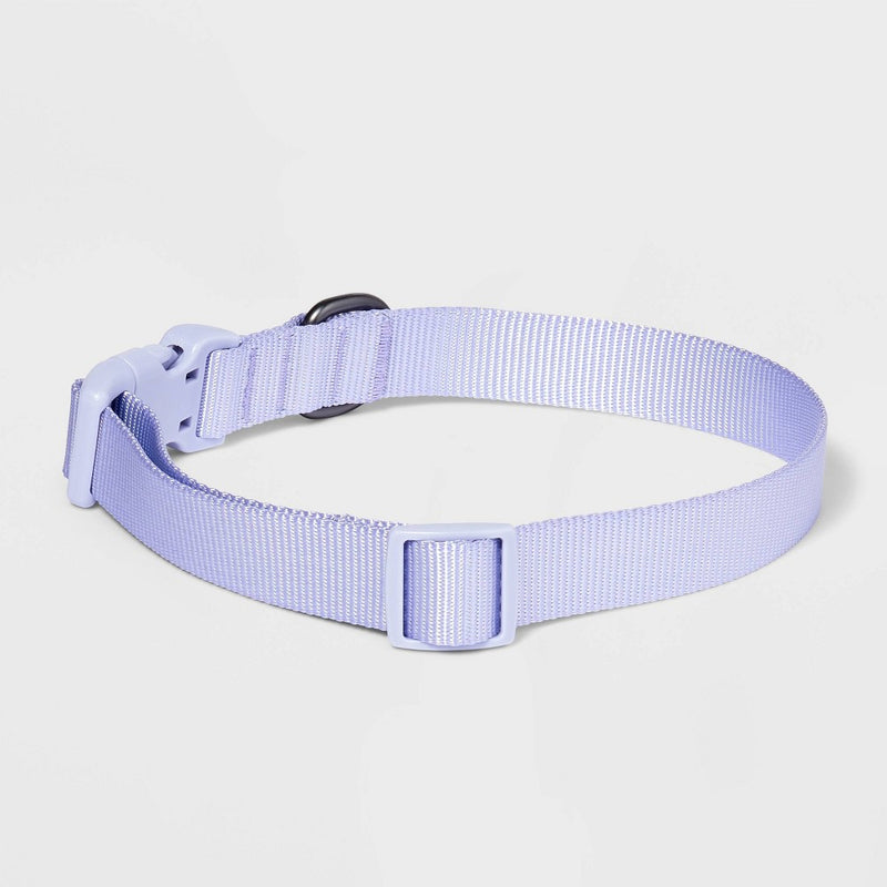 Basic Dog Adjustable Collar with Color Matching Buckle - L - Lilac - Boots & Barkley