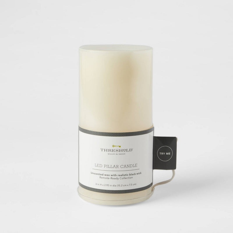 6" x 3" LED Flameless Black Wick Candle Cream - Threshold
