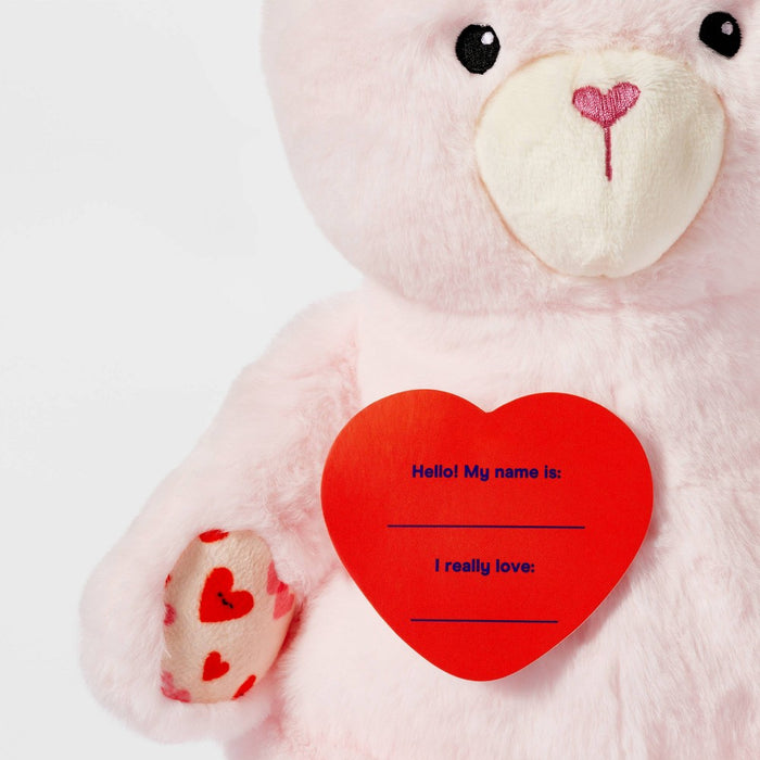 12'' Pink Bear Stuffed Animal with Heart Shaped Nose - Gigglescape