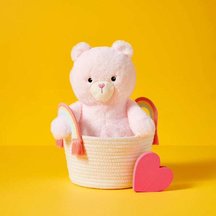 12'' Pink Bear Stuffed Animal with Heart Shaped Nose - Gigglescape