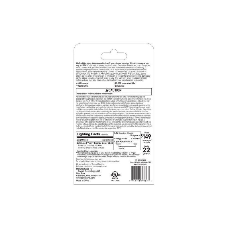 GE 5W 2pk LED Indoor Light Bulbs Soft White