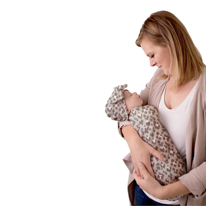 Itzy Ritzy Cutie Cocoon and Hat Swaddle Wrap - Leopard - 2 Each