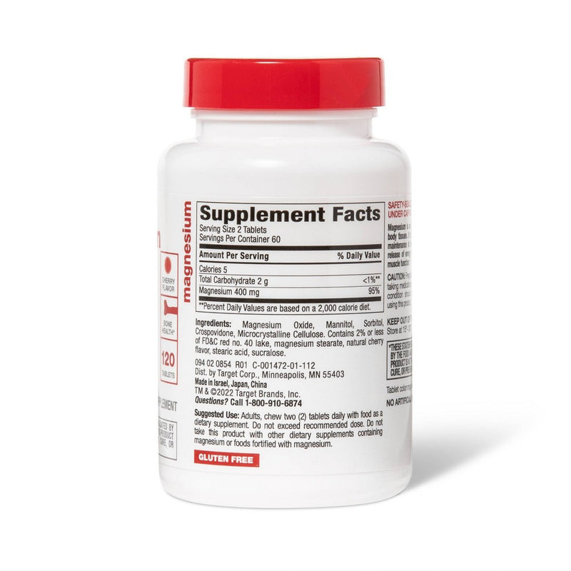 Chewable Magnesium Dietary Supplement Tablets - Cherry - 120ct - up & up