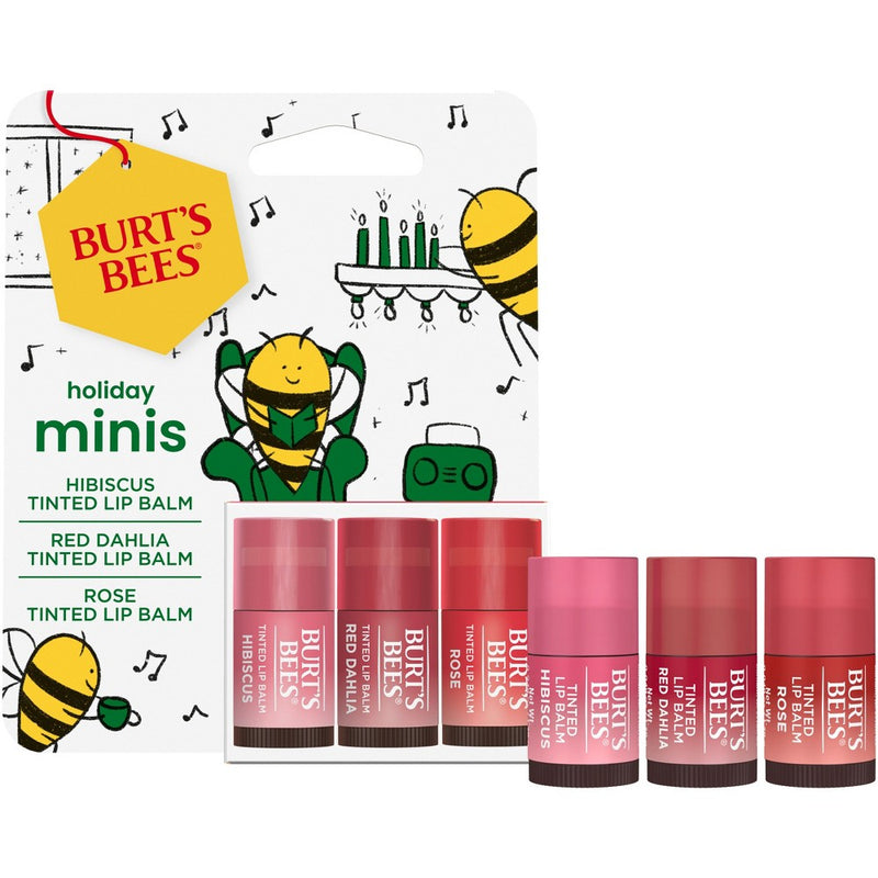 Burt's Bees LB Mini Rose + Red Dahlia + Hibiscus Mini Lip Balms Gift Set - 3ct