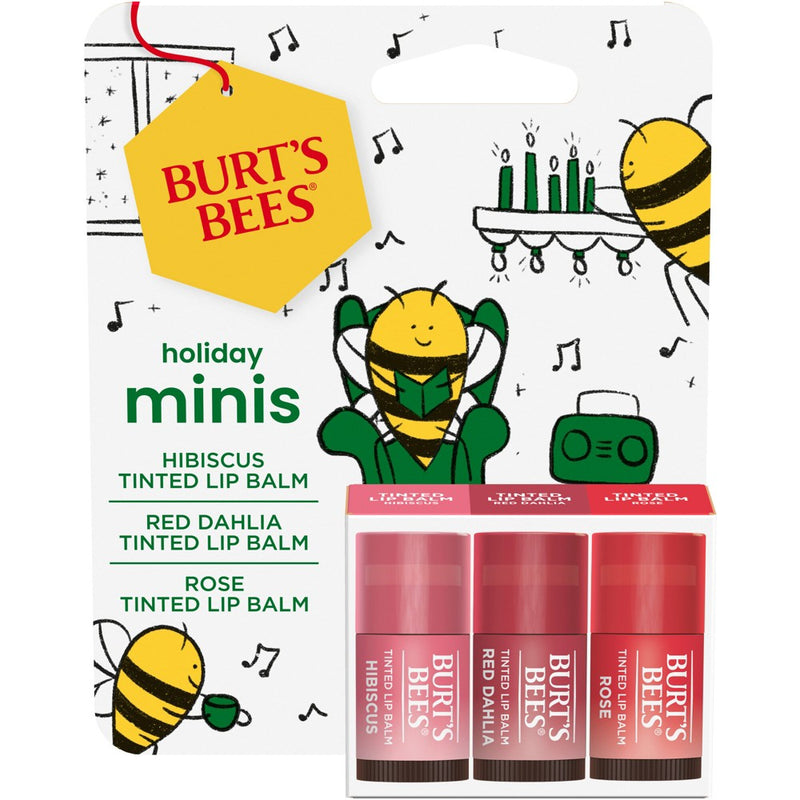 Burt's Bees LB Mini Rose + Red Dahlia + Hibiscus Mini Lip Balms Gift Set - 3ct