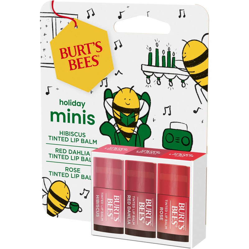 Burt's Bees LB Mini Rose + Red Dahlia + Hibiscus Mini Lip Balms Gift Set - 3ct