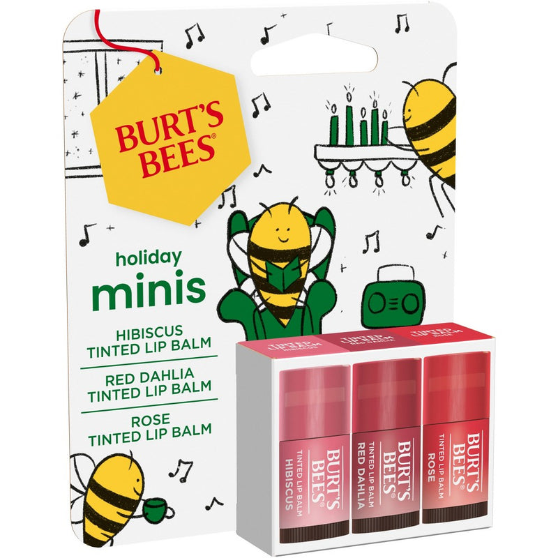 Burt's Bees LB Mini Rose + Red Dahlia + Hibiscus Mini Lip Balms Gift Set - 3ct