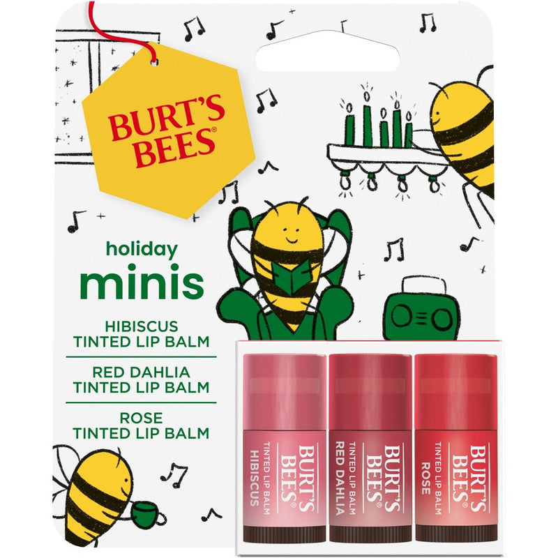 Burt's Bees LB Mini Rose + Red Dahlia + Hibiscus Mini Lip Balms Gift Set - 3ct