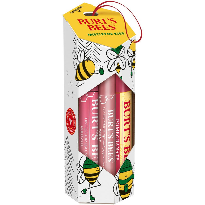 Burt's Bees Mistletoe Kiss Pink Pomegranate Lip Balm Gift Set - 3pc