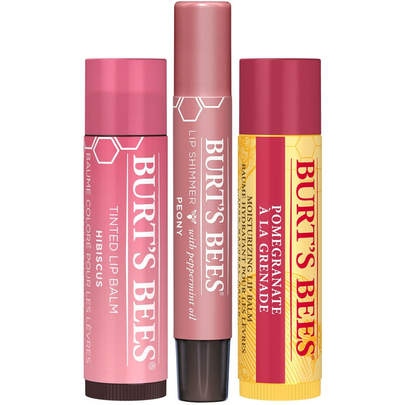 Burt's Bees Mistletoe Kiss Pink Pomegranate Lip Balm Gift Set - 3pc
