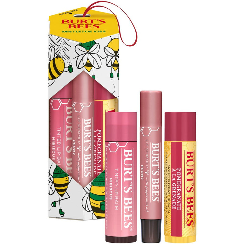 Burt's Bees Mistletoe Kiss Pink Pomegranate Lip Balm Gift Set - 3pc