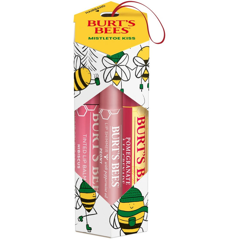 Burt's Bees Mistletoe Kiss Pink Pomegranate Lip Balm Gift Set - 3pc