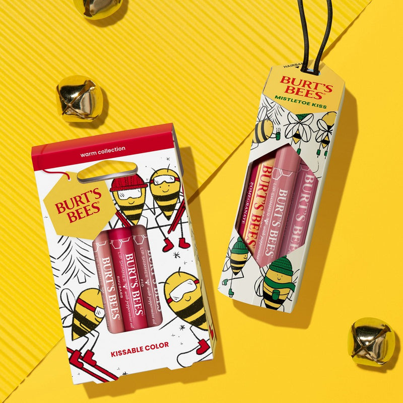 Burt's Bees Mistletoe Kiss Pink Pomegranate Lip Balm Gift Set - 3pc