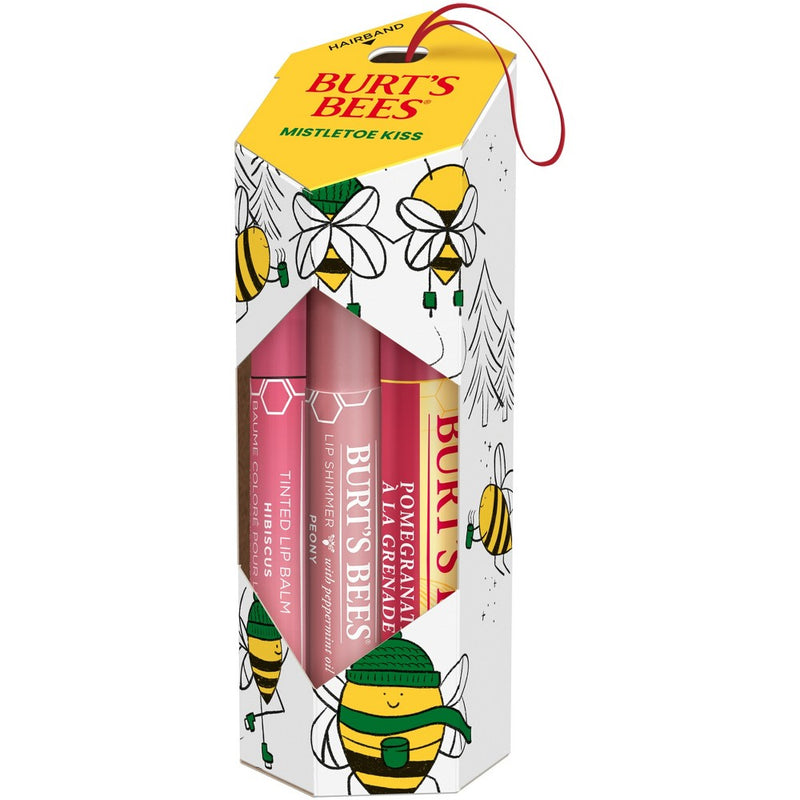 Burt's Bees Mistletoe Kiss Pink Pomegranate Lip Balm Gift Set - 3pc