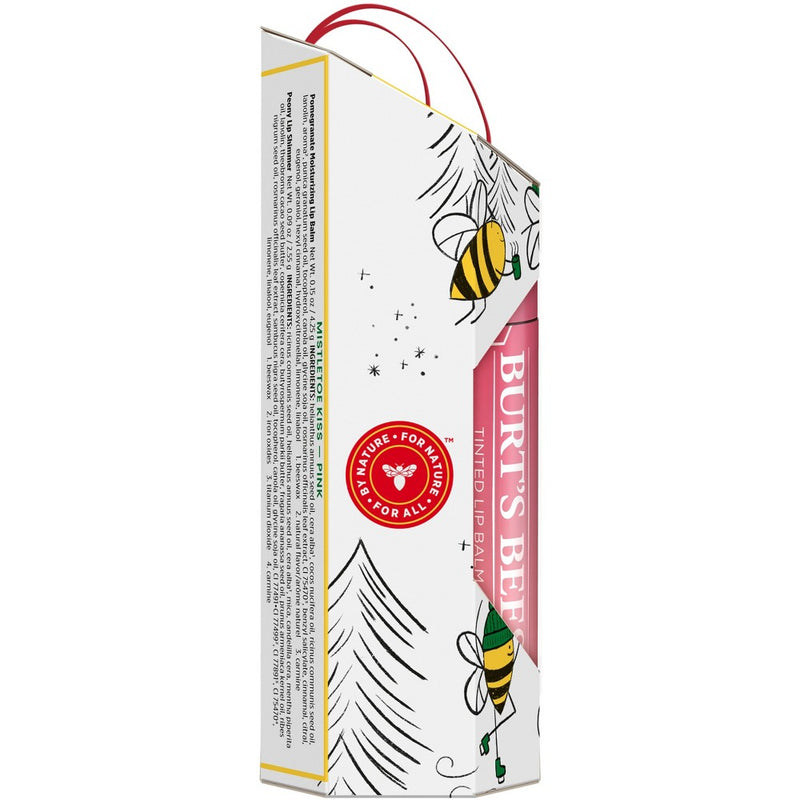 Burt's Bees Mistletoe Kiss Pink Pomegranate Lip Balm Gift Set - 3pc