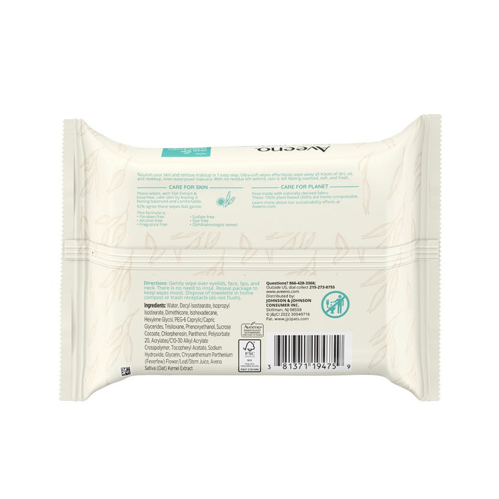 Aveeno Calm + Restore Nourishing Makeup Remover Face Wipes with Oat Extract - Fragrance Free - 25 ct