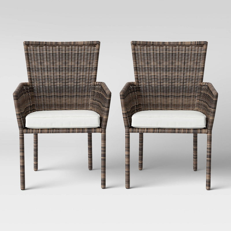 Monroe 2pk Patio Stack Dining Chairs Linen - Threshold (LOCAL PICKUP ONLY)