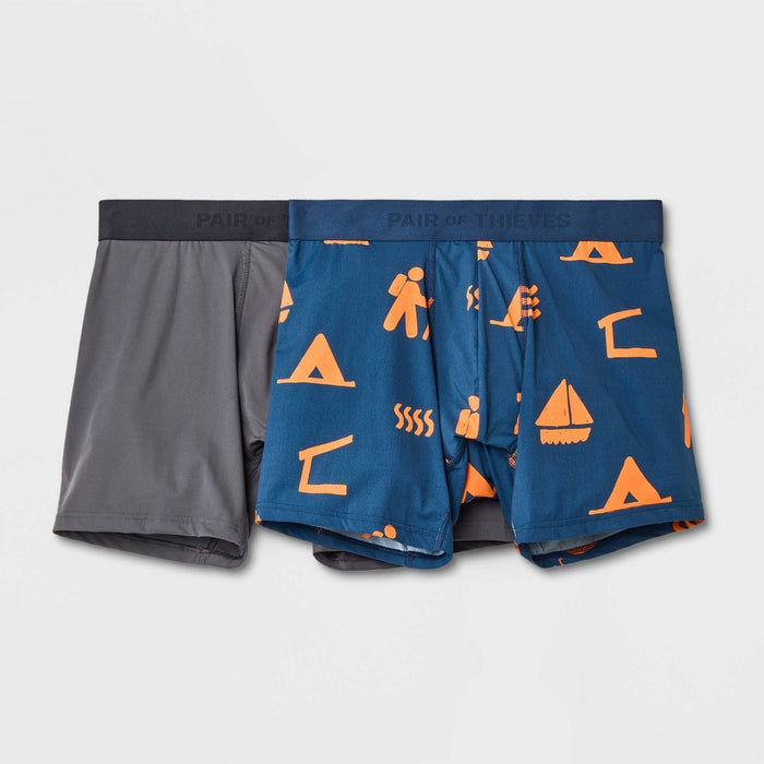 Pair of Thieves Men's Hustle Outdoor Boxer Briefs 2pk - Blue/Gray L