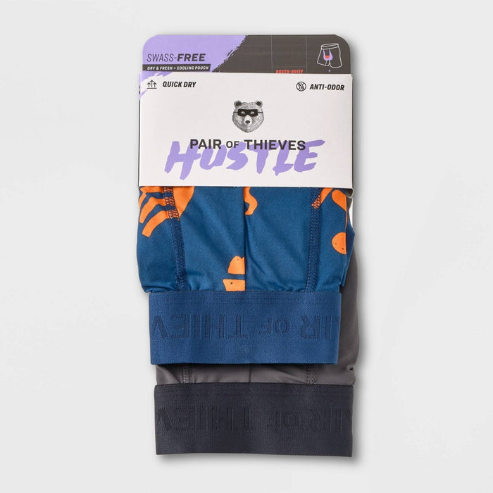 Pair of Thieves Men's Hustle Outdoor Boxer Briefs 2pk - Blue/Gray L