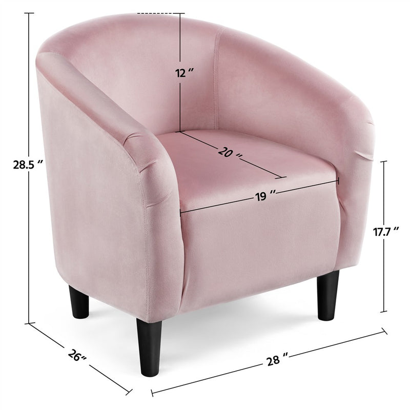 Yaheetech Velvet Club Accent Arm Chair Upholstered Barrel Chair-Pink (LOCAL PICKUP ONLY)