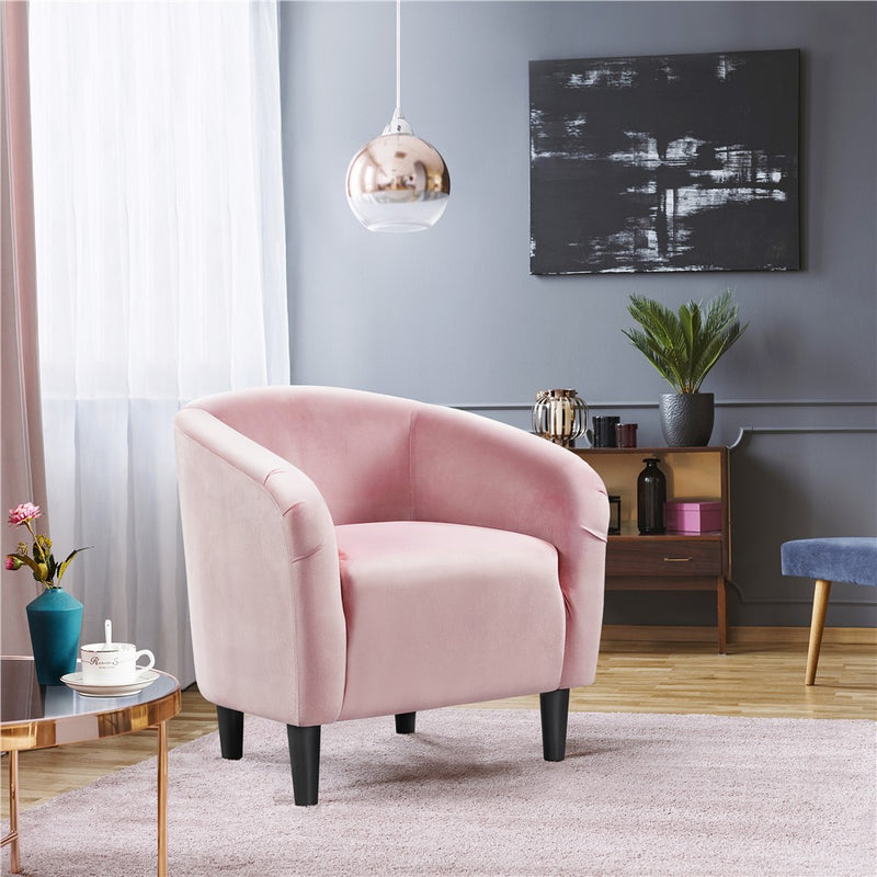 Yaheetech Velvet Club Accent Arm Chair Upholstered Barrel Chair-Pink (LOCAL PICKUP ONLY)
