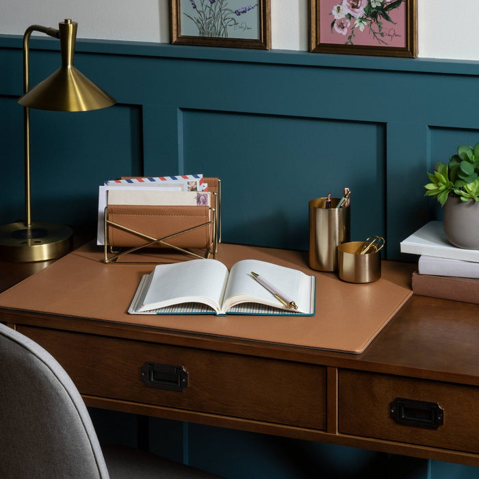 Faux Leather Desk Pad Brown - Threshold