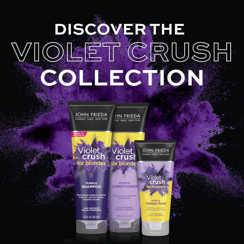 John Frieda Violet Crush for Blondes Shampoo for Blonde Hair, Knock Out Brassy Tones Purple - 8.3 fl oz