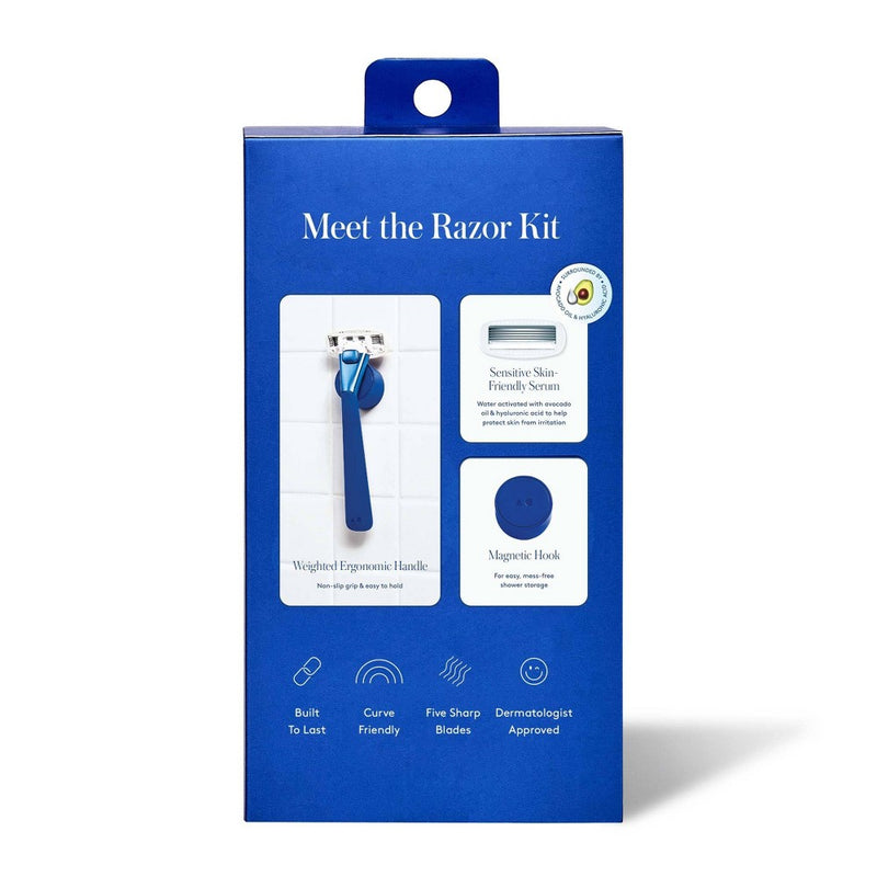 Athena 5-blade Women's Razor Kit - 1 Razor Handle, 2 Razor Blade Refills, Magnetic Hook - Midnight
