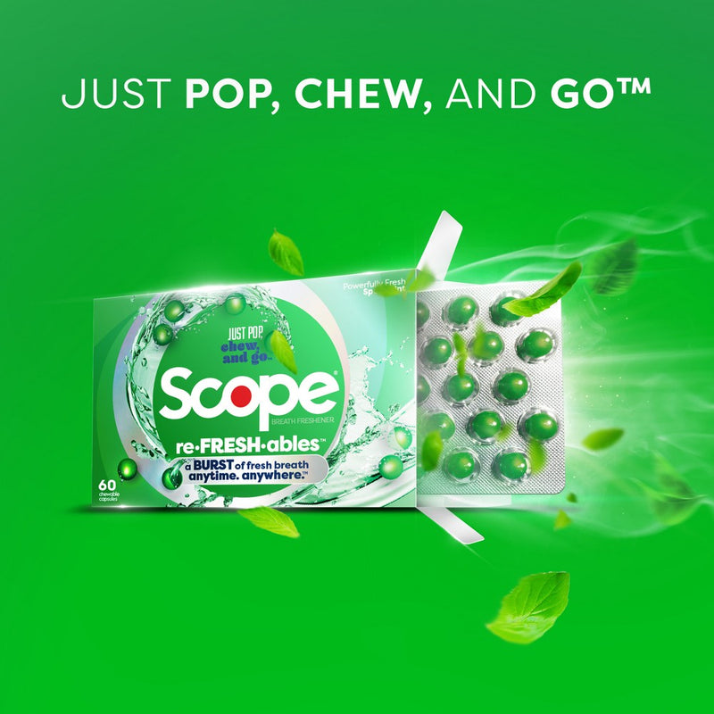 Scope Refreshable & Chewable Capsules to Freshen Breath - Spearmint - 60ct