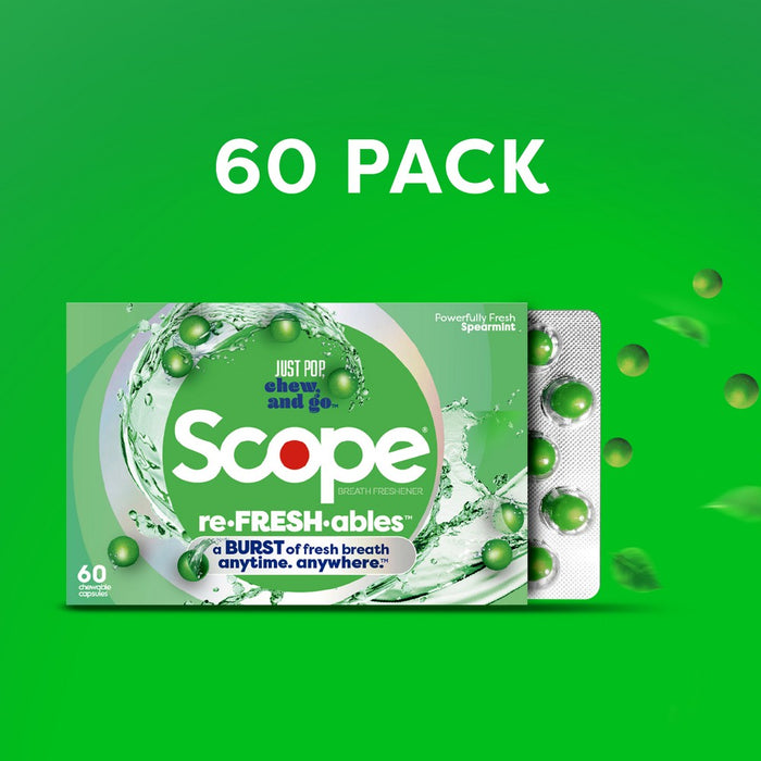 Scope Refreshable & Chewable Capsules to Freshen Breath - Spearmint - 60ct