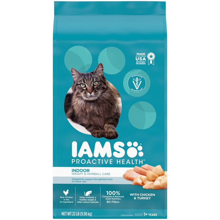 IAMS Proactive Health Indoor Weight Control & Hairball Care with Chicken & Turkey Adult Premium Dry Cat Food - 22lbs (LOCAL PICKUP ONLY)