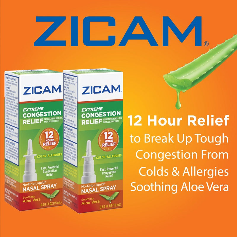 Zicam Extreme Congestion Relief No-Drip Nasal Spray with Soothing Aloe Vera - 0.5oz
