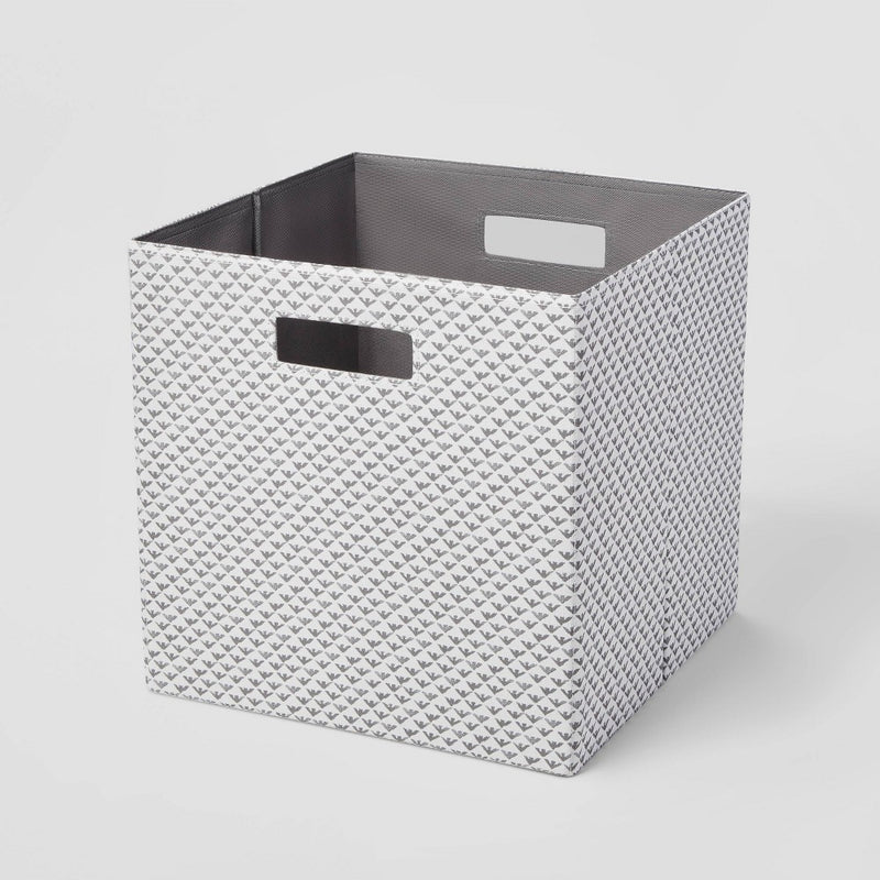 13" x 13" Fabric Bin Fiaro Print Gray/White - Brightroom